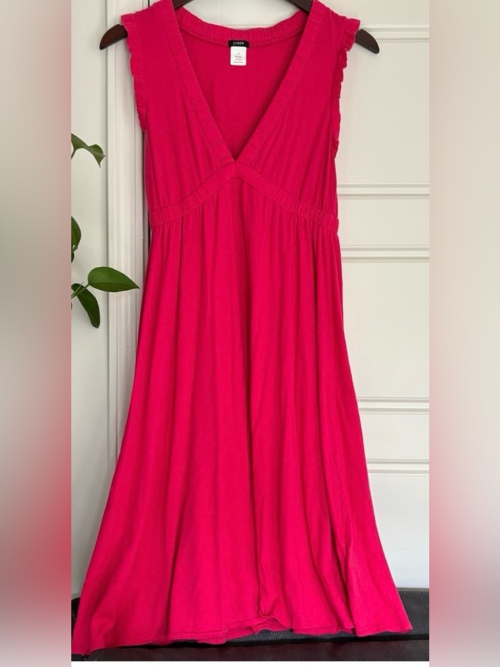 J. Crew Hot Pink V-Neck Dress